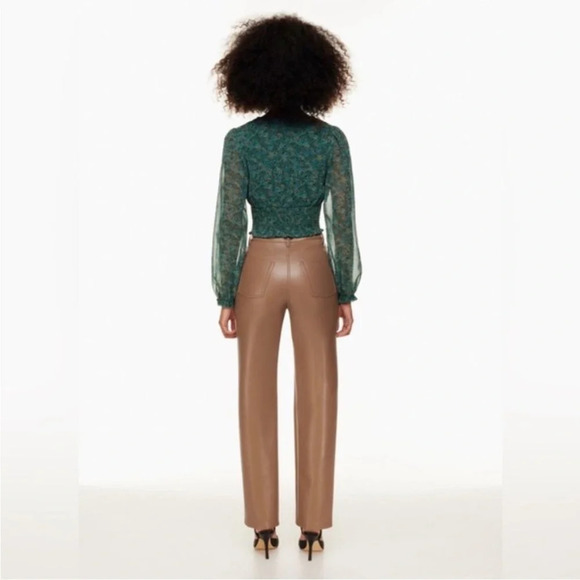 Aritzia Wilfred The Melina Pant Vegan Leather Brown Size 12 - Picture 5 of 10